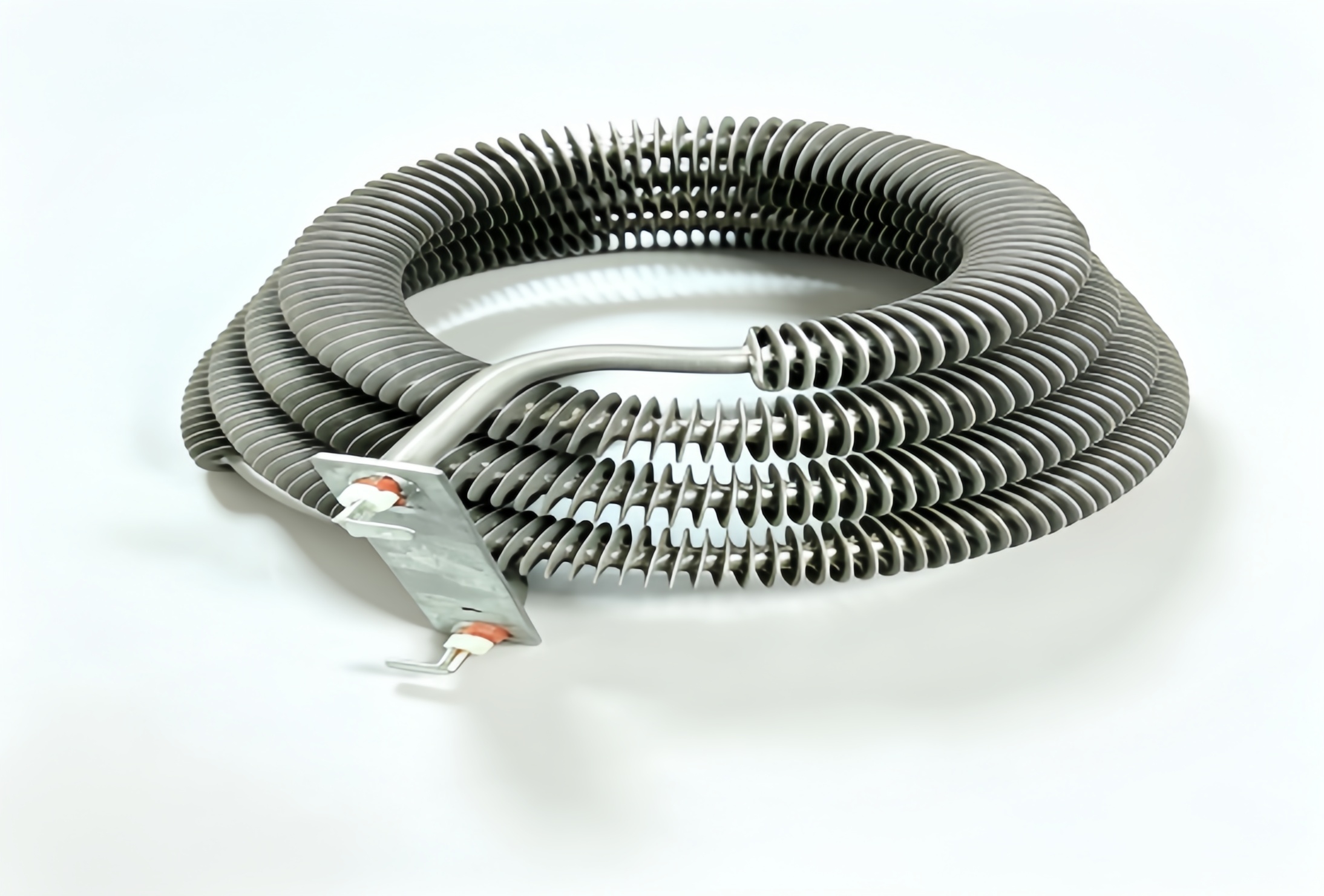 Coiled Spiral Finned Heating Tube With Mounting Plate
