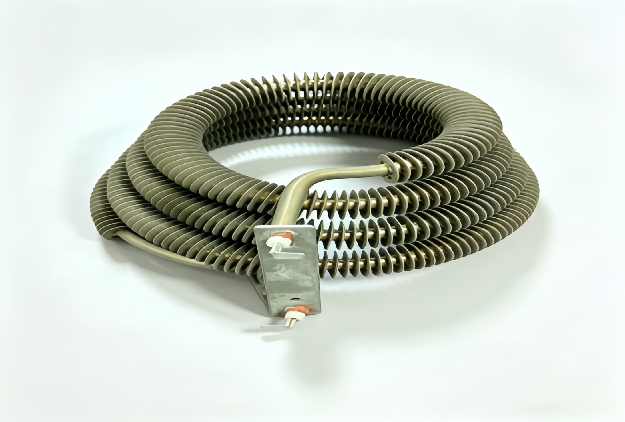 Coiled Spiral Finned Heating Tube With Mounting Plate