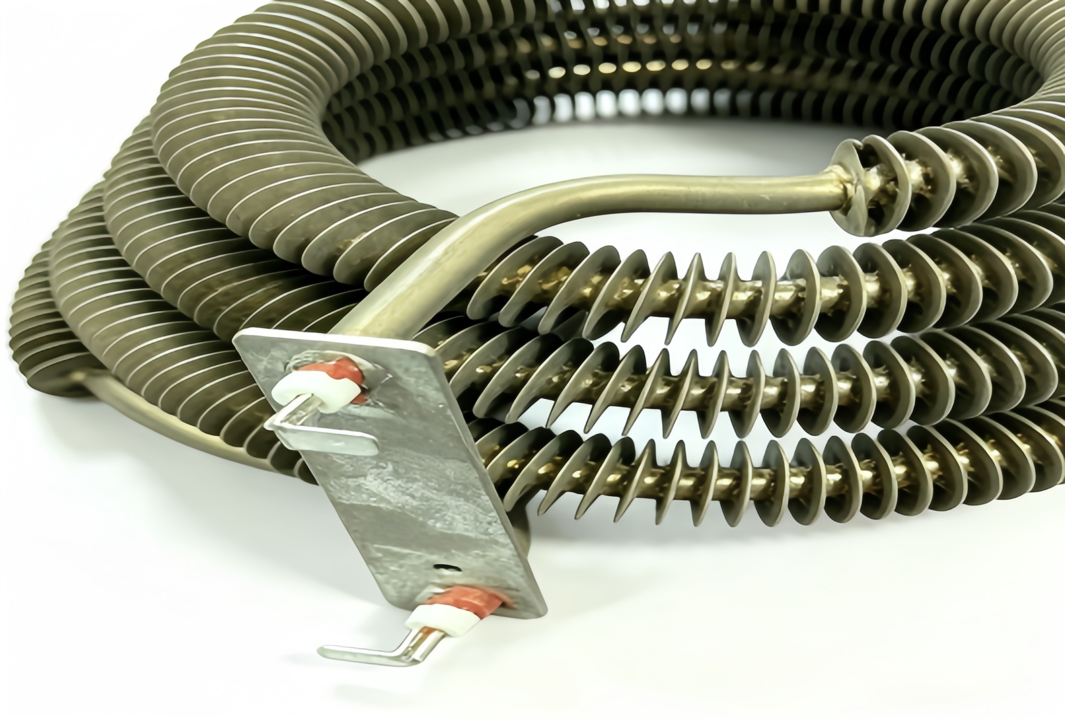 Coiled Spiral Finned Heating Tube With Mounting Plate